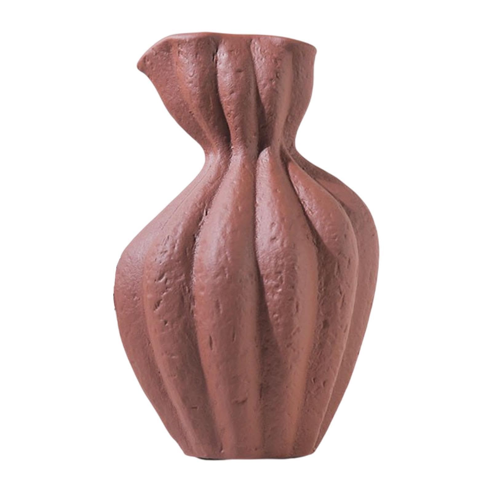 モダニズム花器 Large mouthed vase with copper-red flower design (Cinnabar